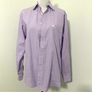 Burberrys of London Striped Long Sleeve Button Down Lavender Mens 40-15 3/4